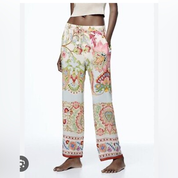 Zara Printed Pijama Style Pants. New.with Tags. - Picture 4 of 7